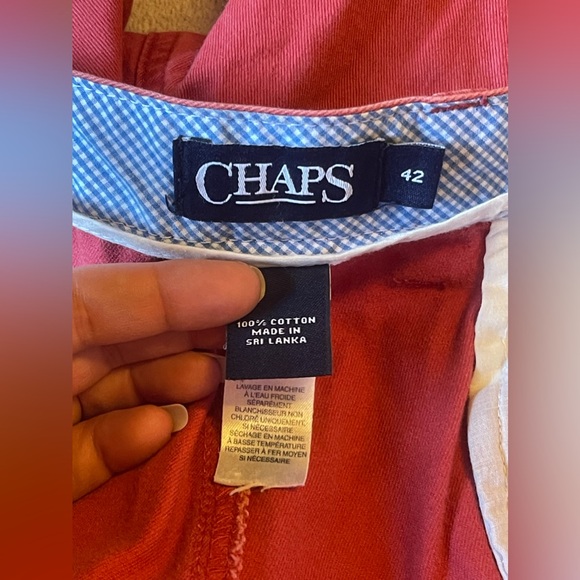 - Chaps Men’s Casual Flat Front Shorts 100% Cotton  Red Leaf in Color Size 42 - Picture 5 of 10